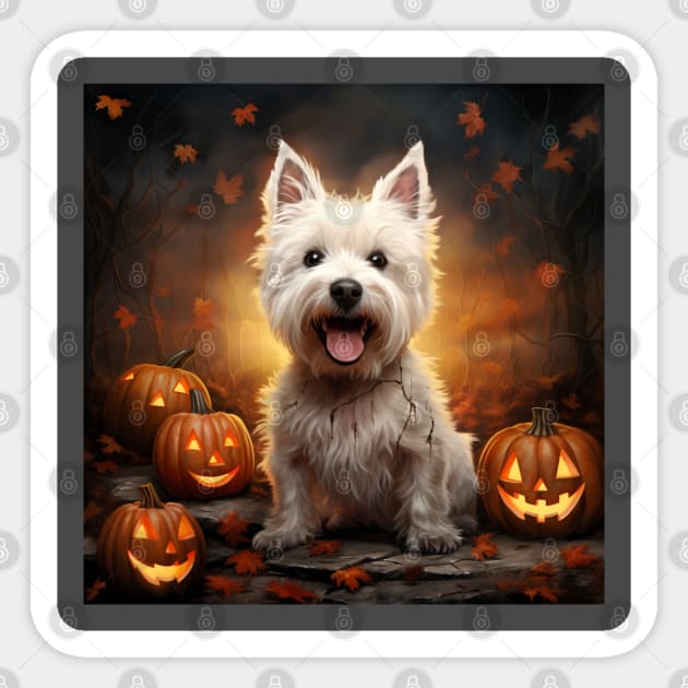 West Highland White Terrier Halloween Sticker by NatashaCuteShop